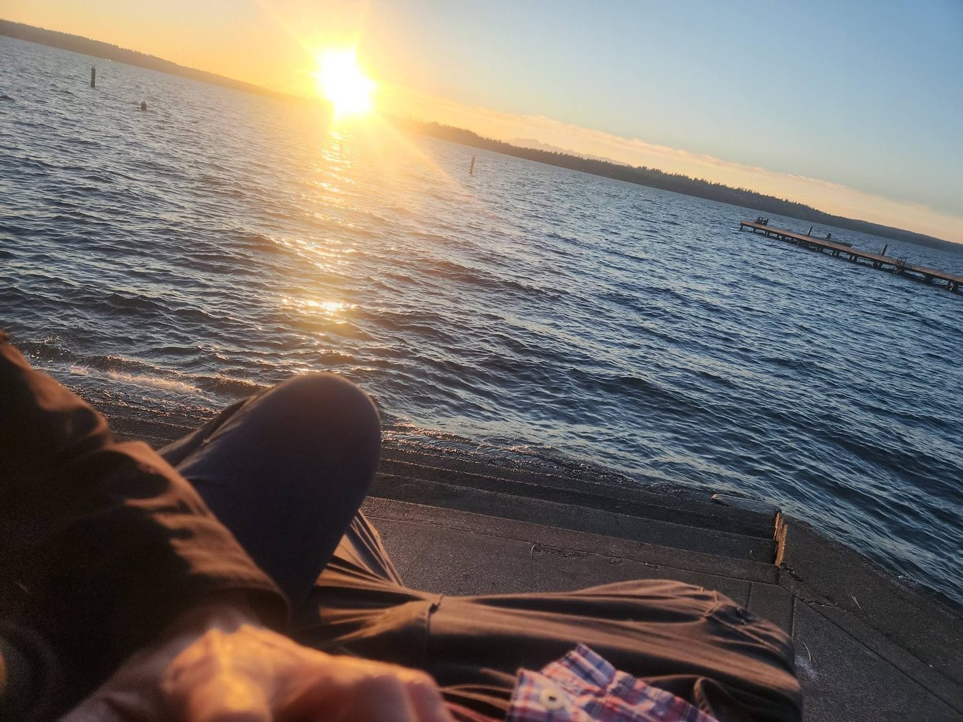Sunset over the water